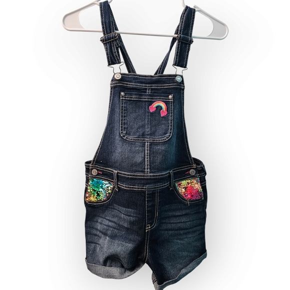 Jordache Other - Kids Denim Overalls with Rainbow Sequin Pockets